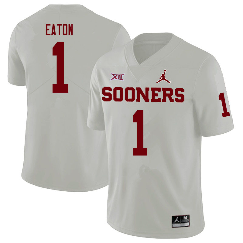 Men #1 Joshua Eaton Oklahoma Sooners College Football Jerseys Sale-White